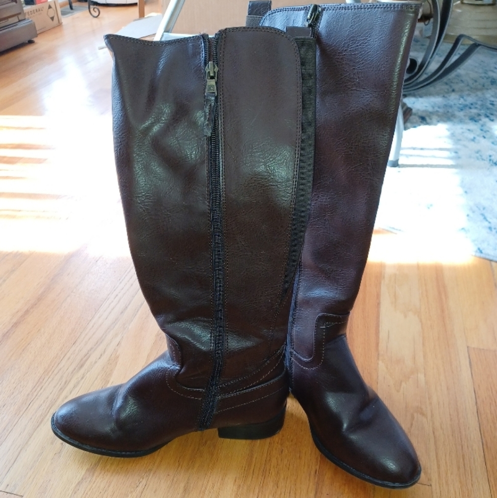 Chaps, brown leather riding boots, sz 7.5